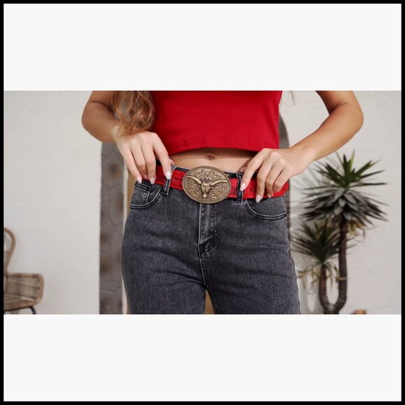 Faux Leather Western Belt Strap Without Buckle for Jeans main image 6